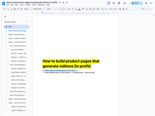 Product pages that generated over €2 Million